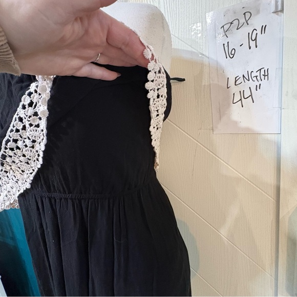 Bluenotes Black‎ Strapless Maxi Dress White Crochet Trim Boho Summer Beach Dress - Picture 3 of 8